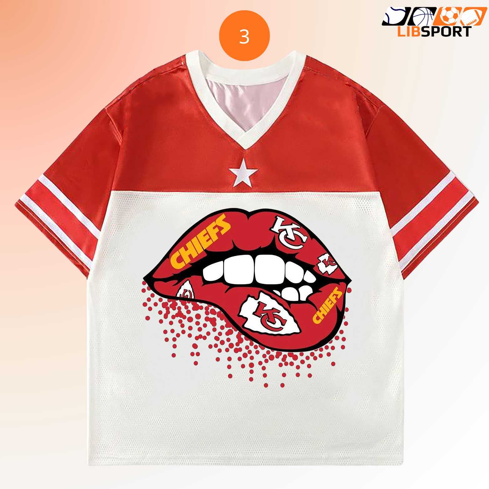 Kansas City Chiefs Lips Jersey, Sexy Red Lip Shirt, Fan Game Day Unisex Tee